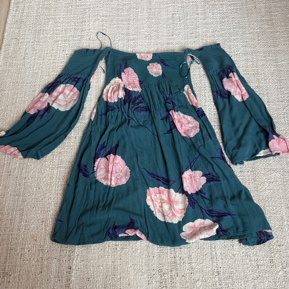 Billabong Teal and Pink Floral Kids Dress